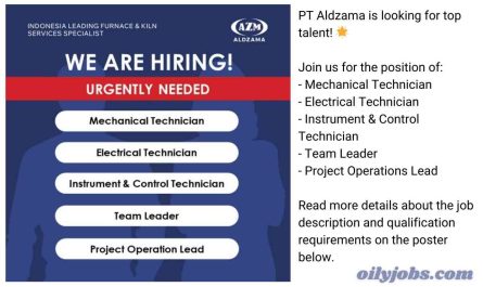 PT Aldzama is looking for top talent! Technician Jobs